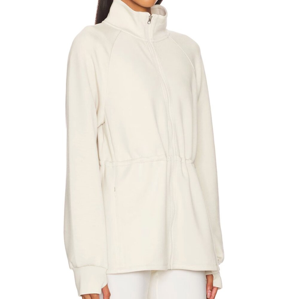 Varley Ailsa Zip Through Midlayer Sweater In Rainy Day Cream White Xs Xsmall View 2